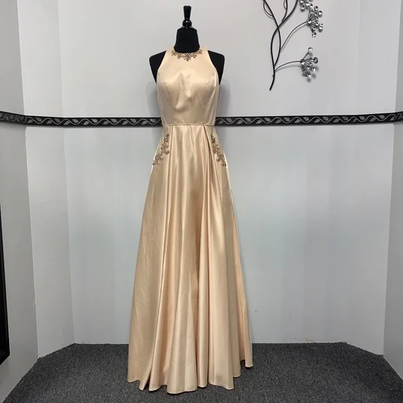 princess polly baby blue dress ZAPAKA Women Champagne Strapless Long Prom Dress with a Neck Scarf Mermaid  Two Piece Beaded Gown Dress main image 1